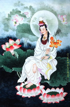觀音菩薩手持蓮花
